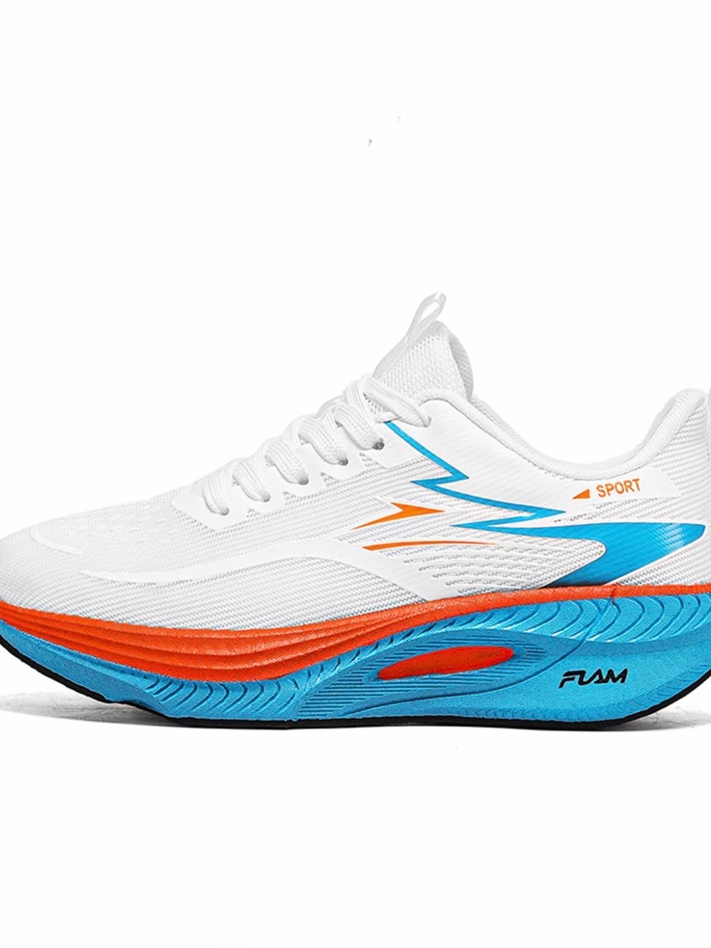 Men's White Blue Orange Lightweight Running Shoes